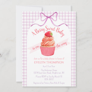 006 Wine Purple Berry Sweet Strawberry Baby Shower Invitation