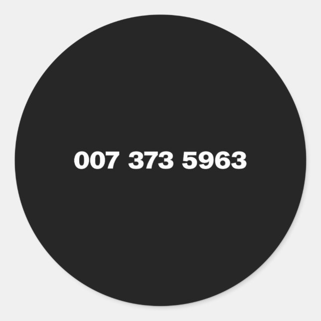 007 373 5963 - Famous 90s Video Game Codes  Classic Round Sticker (Front)