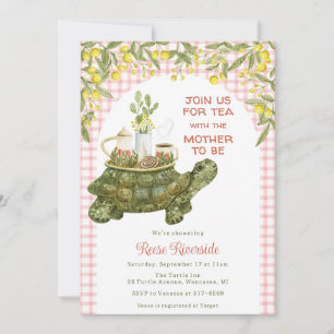 007 Red Garden Tea Turtle Baby Shower Invitation