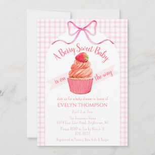 009 Fuchsia Berry Sweet Strawberry Baby Shower Invitation
