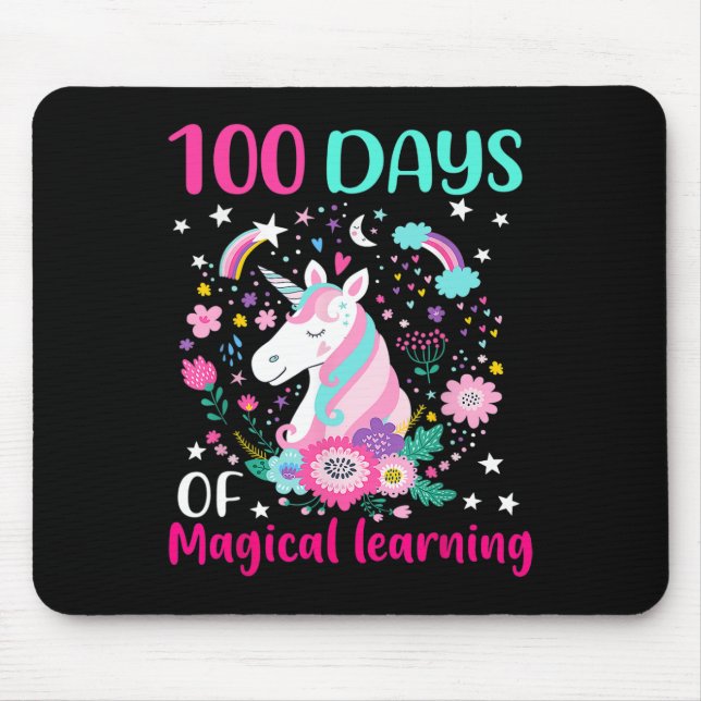00 days of magical learning flossing unicorn 00th  mouse mat (Front)