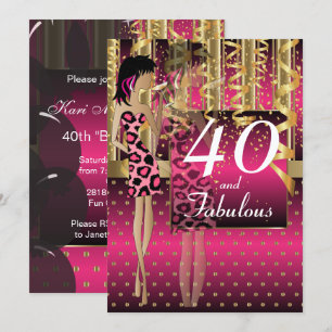 00th Birthday Girl Cocktail Party   Hot Pink Invitation