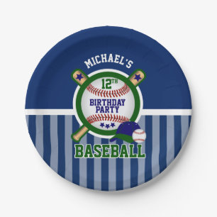 00th Birthday Party - Baseball - Dark Green Paper Plate