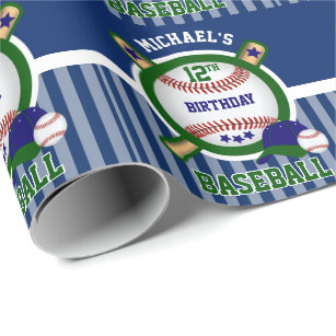 00th Birthday Party - Baseball - Dark Green Wrapping Paper