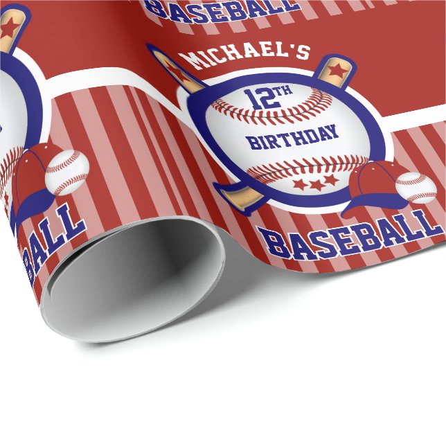 00th Birthday Party - Baseball Wrapping Paper (Roll Corner)