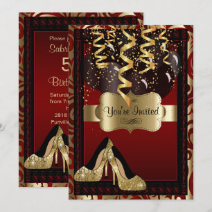 00th Birthday Party   Gold High Heels Leopard Invitation