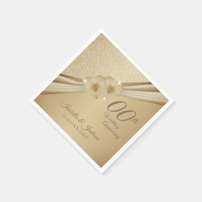 00th Gold Wedding Anniversary Napkin (Corner)