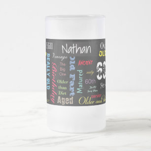 00th Happy BIrthday in a Graffiti Style Frosted Glass Beer Mug