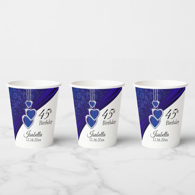 00th Sapphire Birthday Celebration Paper Cups (Multi)