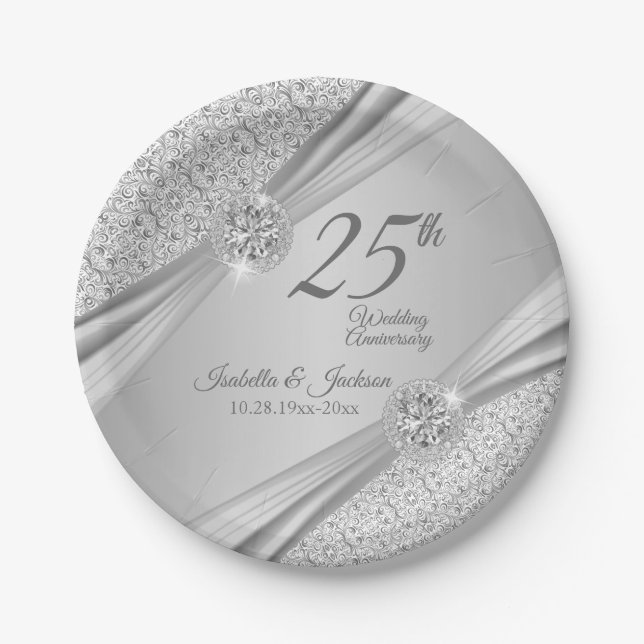 00th Silver Wedding Anniversary Paper Plate (Front)