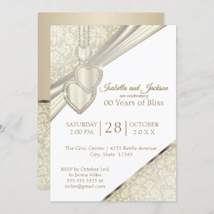 00th Vintage Ivory Cream Anniversary Invitation