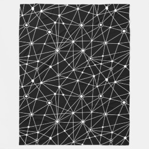 010316 Network - White on Black Fleece Blanket