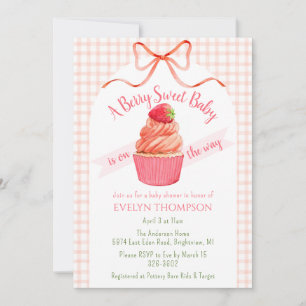 011 Terracotta Berry Sweet Strawberry Baby Shower Invitation