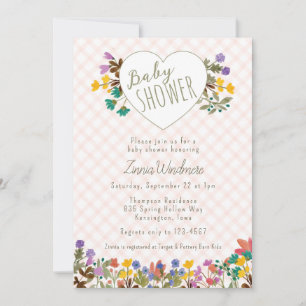 011 Terracotta Garden Heart Floral Baby Shower Invitation
