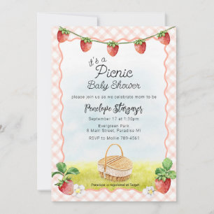 011 Terracotta Strawberry Picnic Baby Shower Invitation