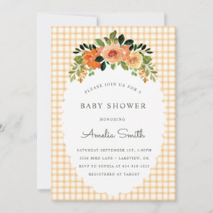 012 Copper Gingham Baby Shower Invitations