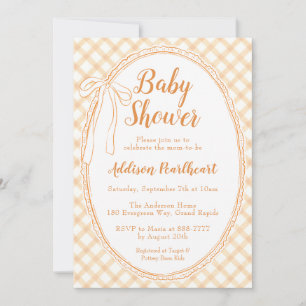 012 Copper Heirloom Lace Gingham Baby Shower Invitation