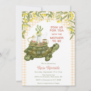012 Copper Orange Garden Tea Turtle Baby Shower Invitation