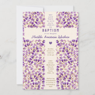 012 Copper Stained Glass Garden Gingham Baptism Invitation