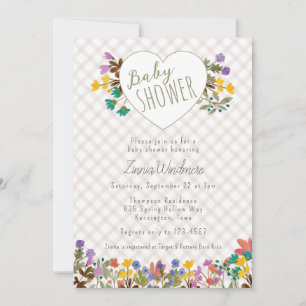 013 Chocolate Garden Heart Floral Baby Shower Invitation