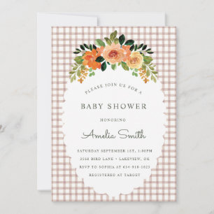 013 Chocolate Gingham Baby Shower Invitations
