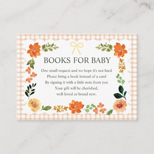 014 Latte Gingham Baby Shower Enclosure Card (Front)