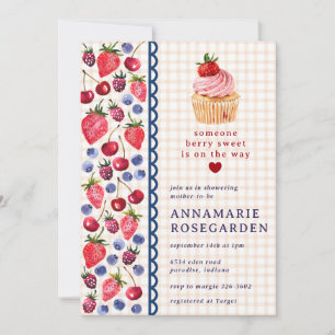 014 Latte Tan Berry Patch Cupcake Baby Shower Invitation