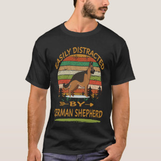 016 Easily Distracted By German Shepherd Vintage T-Shirt