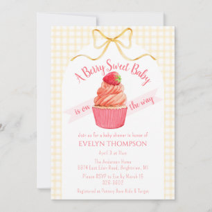 016 Marigold Berry Sweet Strawberry Baby Shower Invitation
