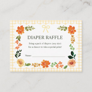016 Marigold Gingham Baby Shower Diaper Raffle Enclosure Card