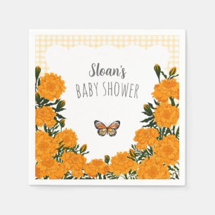 016 Marigold Gold Monarch Gingham Baby Shower Napkin