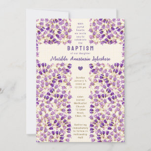016 Marigold Stained Glass Garden Gingham Baptism Invitation