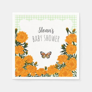 017 Moss Marigold Monarch Gingham Baby Shower Napkin