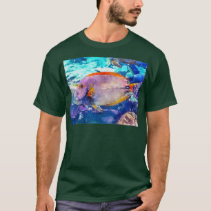 017 White Orange Angelfish Watercolor Angelfish wi T-Shirt