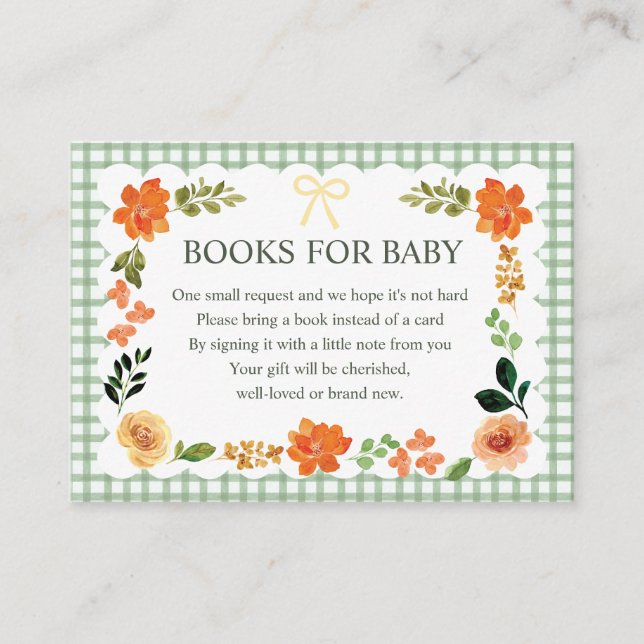 019 Forest Gingham Baby Shower Enclosure Card (Front)