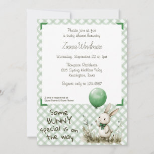 019 Forest Green • Some Bunny Special Baby Shower Invitation