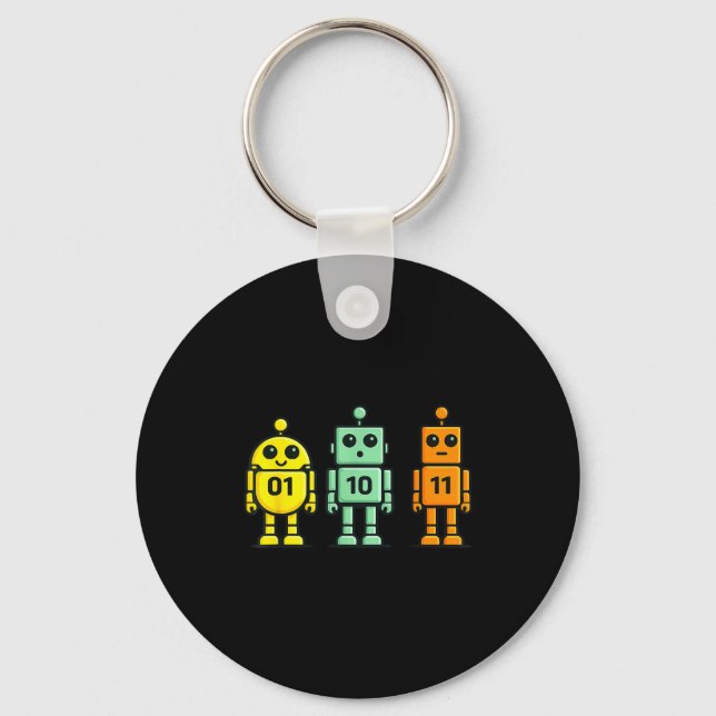 01 10 11 robot funny binary code robots 01 10 11 key ring (Front)