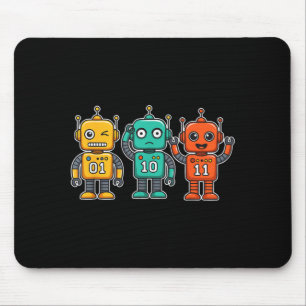01 10 11 Robot Funny for Men Women Kids Survivor Mouse Mat