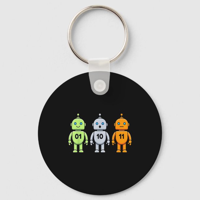 01 10 11 robot programming funny men women kids  key ring (Front)
