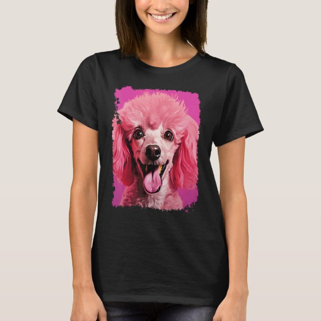 01 Dog Pink Poodle T-Shirt (Front)