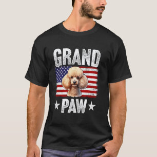 01 Grandpaw Poodle Grandpa Father's Day USA Flag 4 T-Shirt