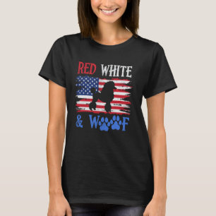 01 Poodle American Flag USA Red White & Woof 4th o T-Shirt
