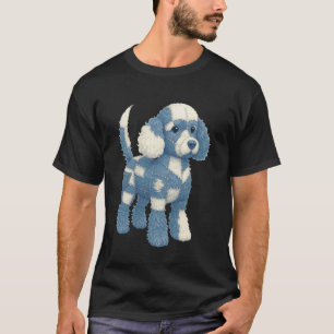 01 Poodle Lover Denim Patchwork Dog Mum Poodle Mam T-Shirt