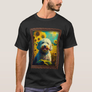 01 Poodle Painting Sunflower Flower Mum Women Flor T-Shirt