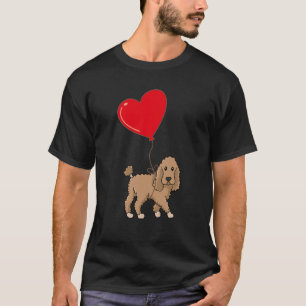 01 Poodle With Heart Balloon Valentines Day Love B T-Shirt
