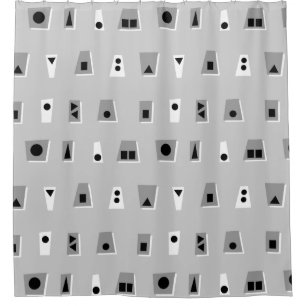 020216 - Grey, White and Black on Grey CCCCCC Shower Curtain