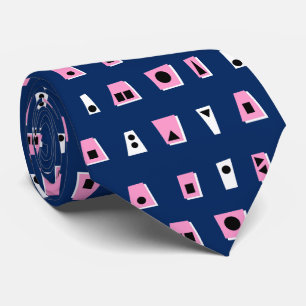 020216 - Pink, White and Black on Dk Blue 00255e Tie