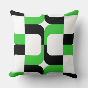 020614 - Black and Spring Green on White Cushion