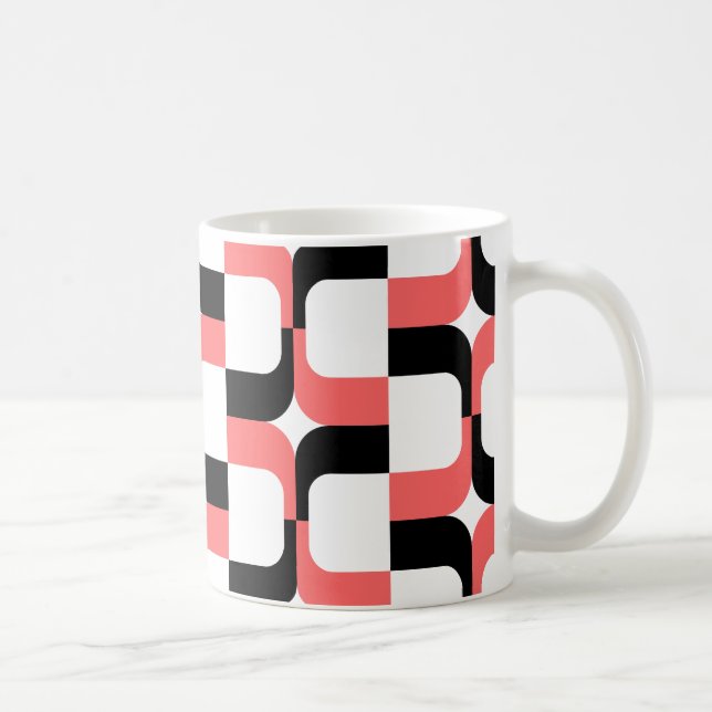020614 - Black and Tropical Pink on White Coffee Mug (Right)