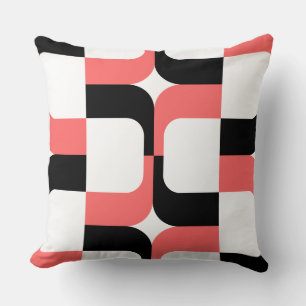 020614 - Black and Tropical Pink on White Cushion